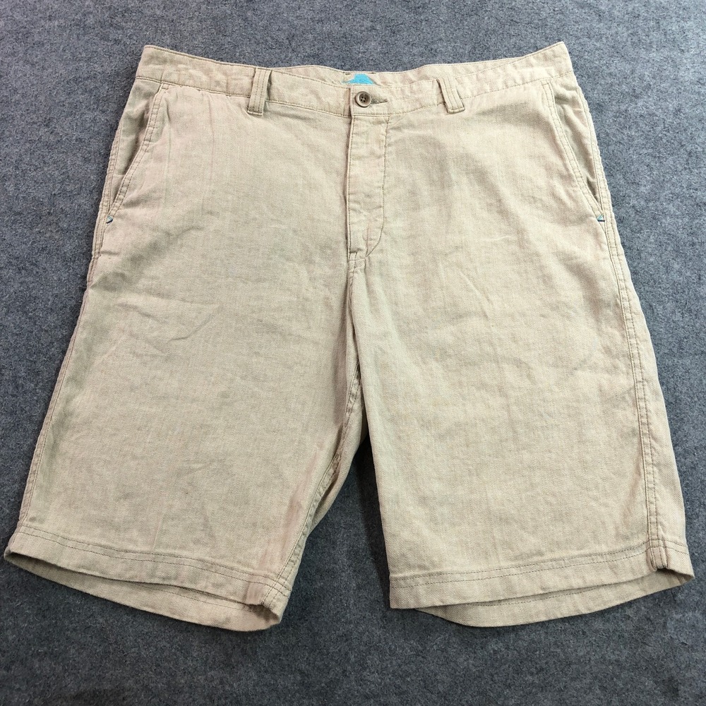 Tommy Bahama Mens Shorts 38 Khaki Linen Blend Flat Front Casual Beach